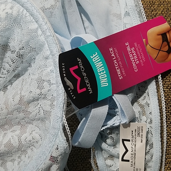 Maidenform Pure Comfort Stretch Lace Demi Underwire Blue Floral Lace Bra NWT - Picture 3 of 3